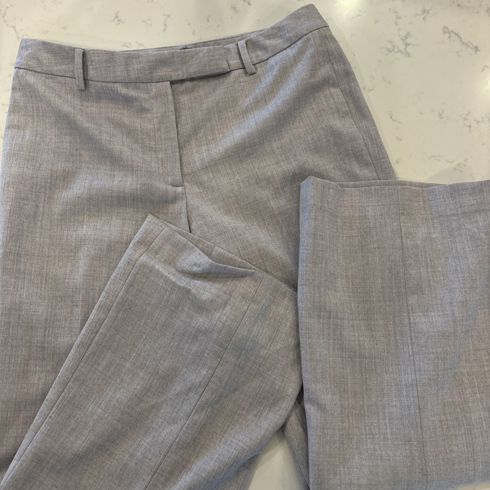 Talbots DressPant Women SZ 12 Petite Light Gray Heritage Straight Leg Lined Wool